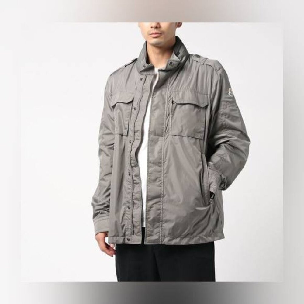 Moncler Jonathan Giubbotto Hidden Hood Grey Nylon Field Jacket, Size M